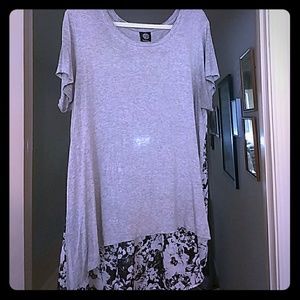 Mixed media short sleeve shirt